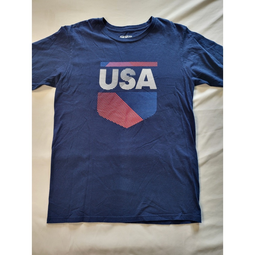Adidas Mens USA Shield Graphic T-Shirt Navy Blue The Go-To Tee Size M